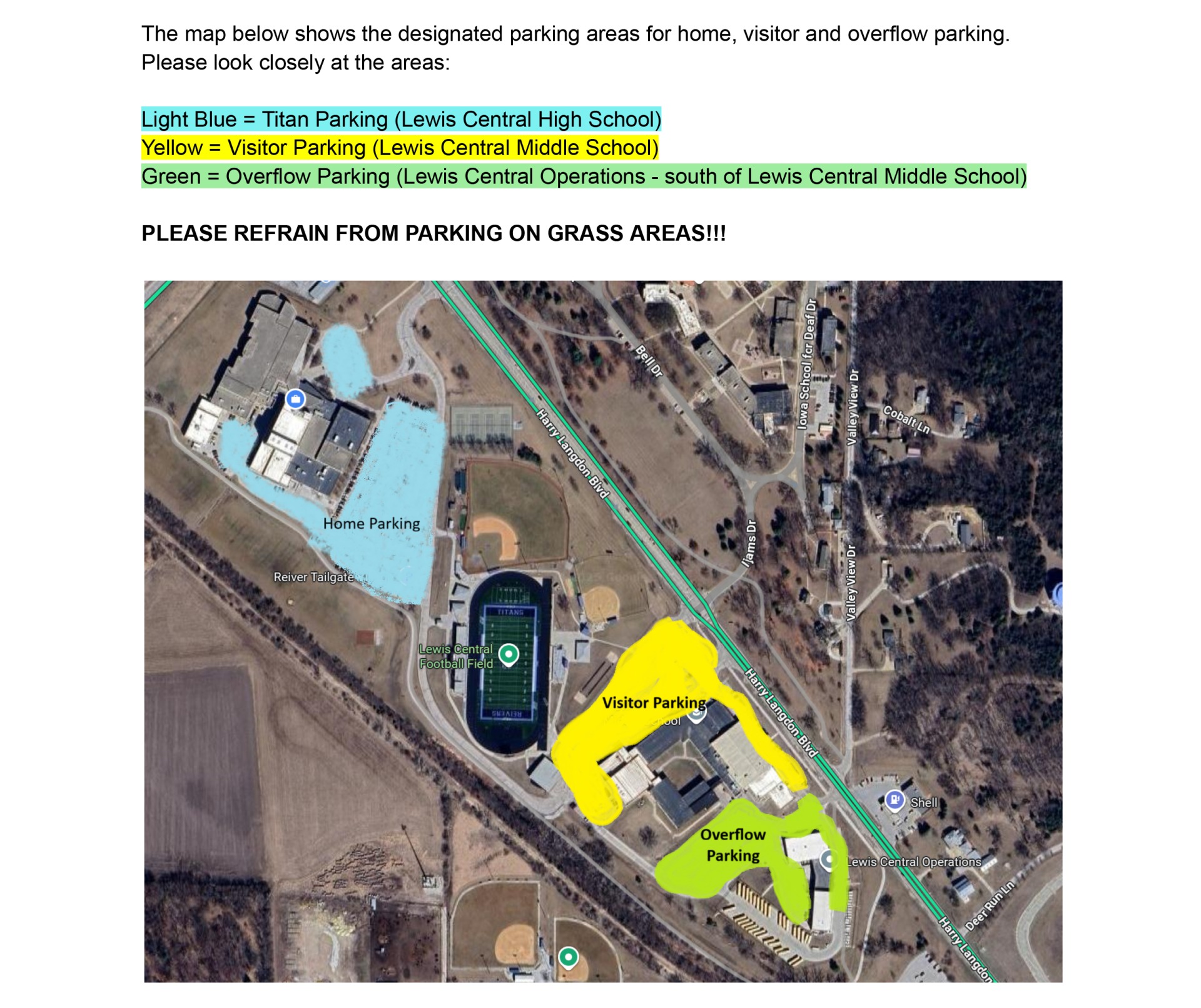 LCHS Football Game Parking Map