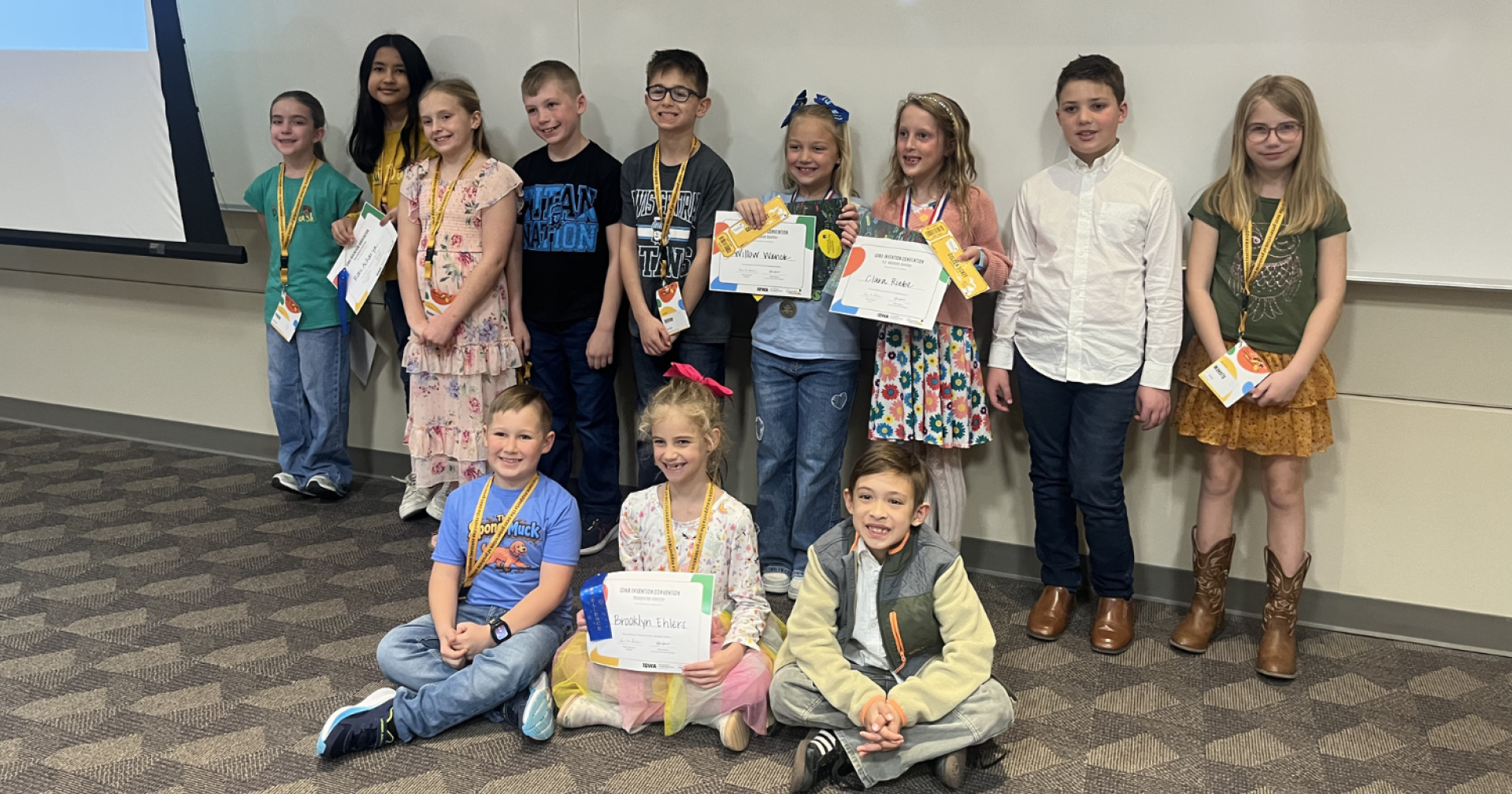 A group photo of all the Titan Hill students who competed at the State Invention Convention.