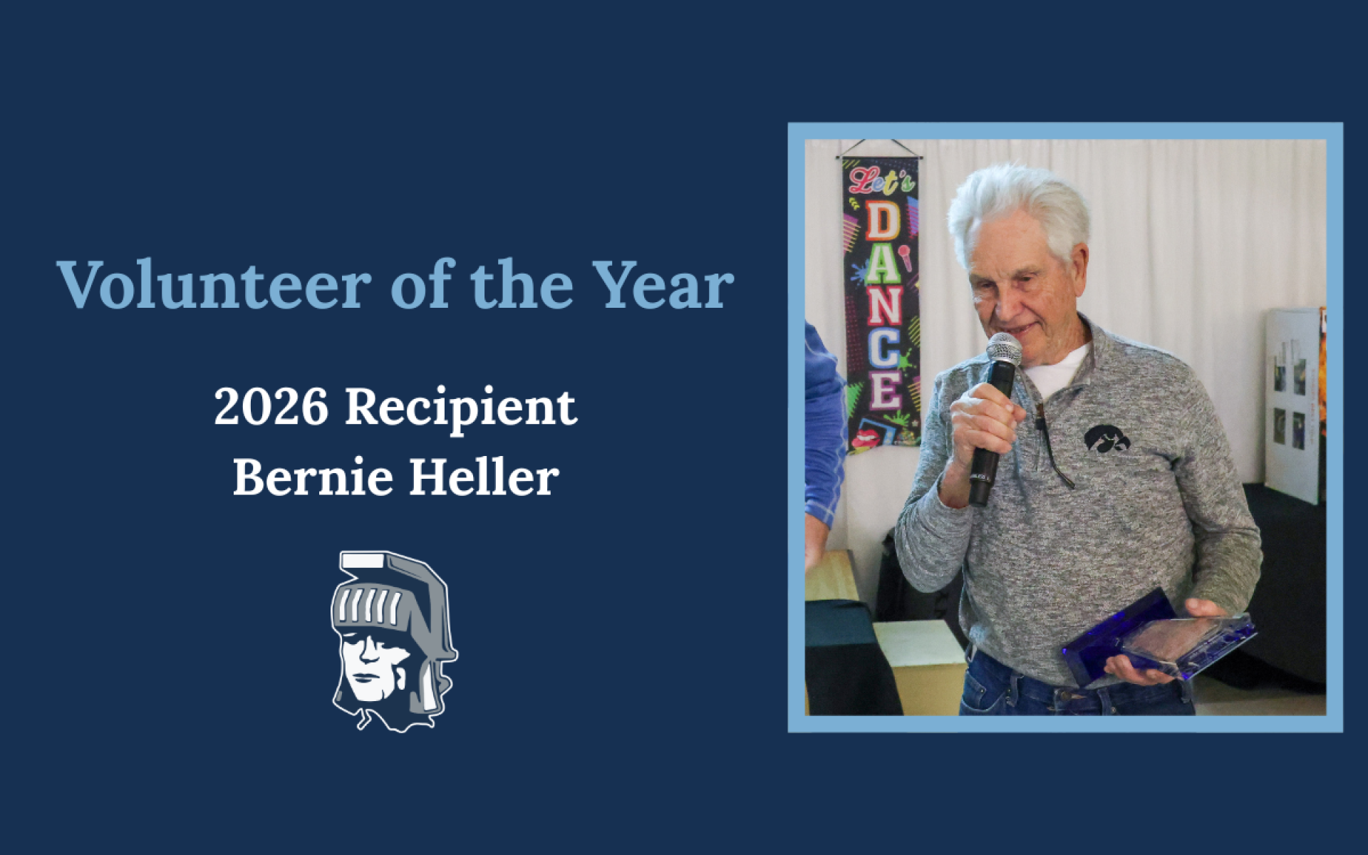 Bernie Heller, the 2026 Volunteer of the Year award from the LC Booster Club.
