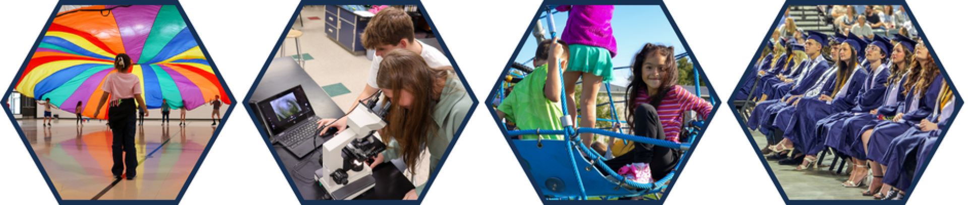 A four photo collage showing various students at Lewis Central.
