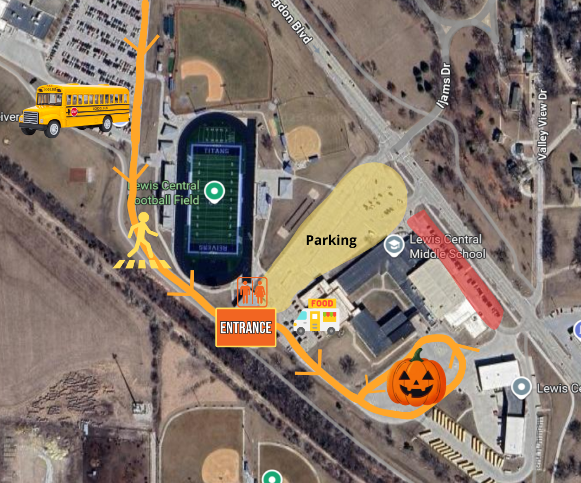 A map of the Trunk or Treat event.