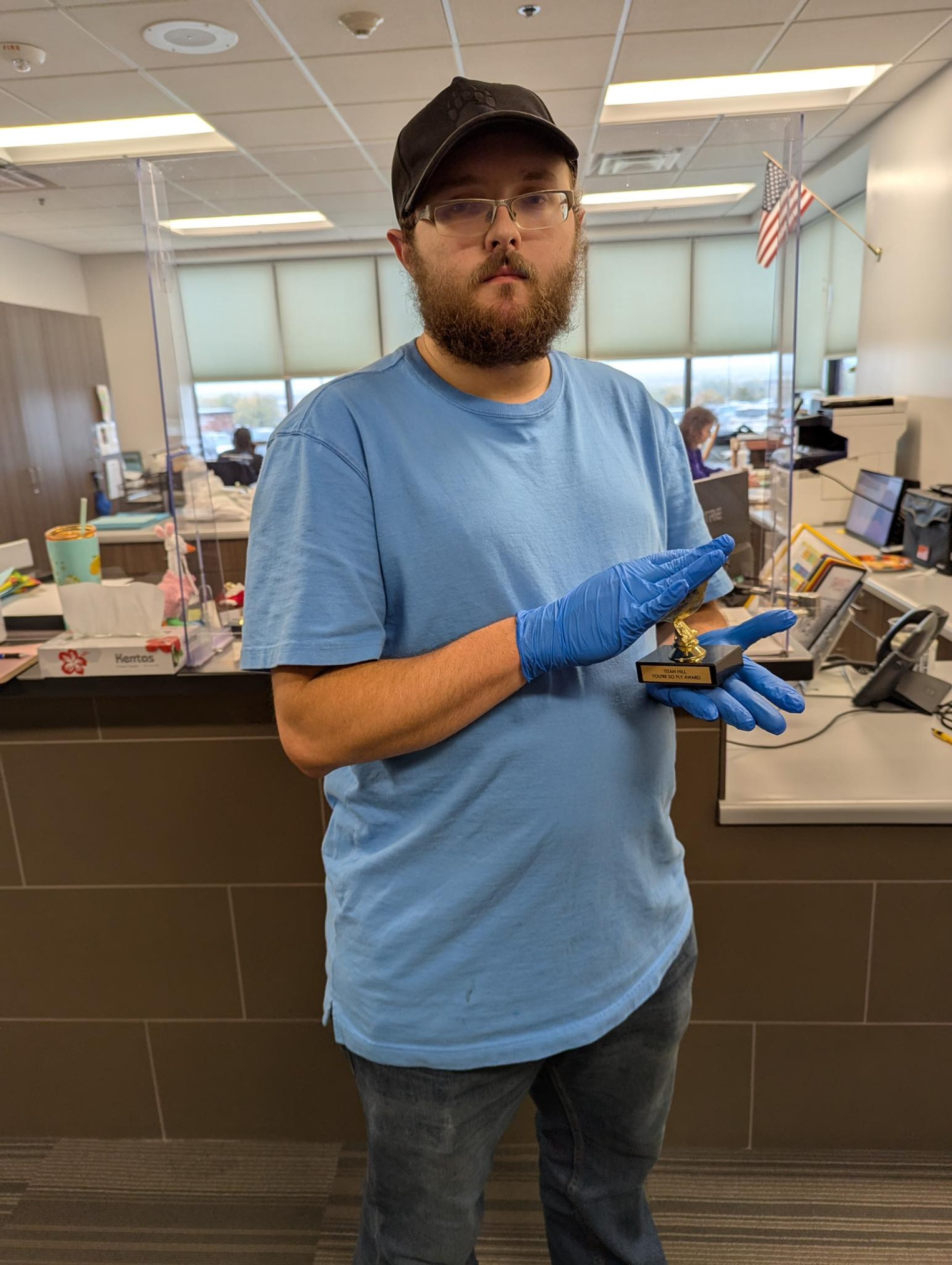 Nick Moss with his "Youre so Fly" award.