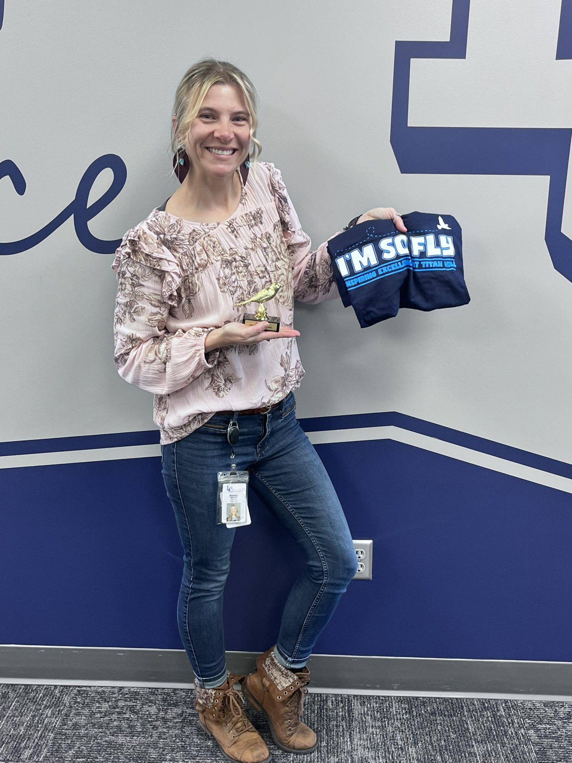 Mrs. Matney with her "You\'re so Fly" tshirt