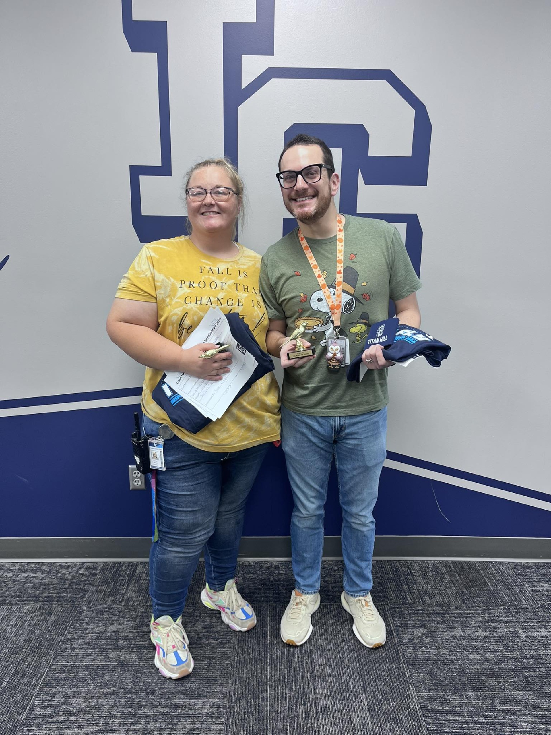 Rachel Jensen and Howard Iske with their "You\'re so Fly" awards